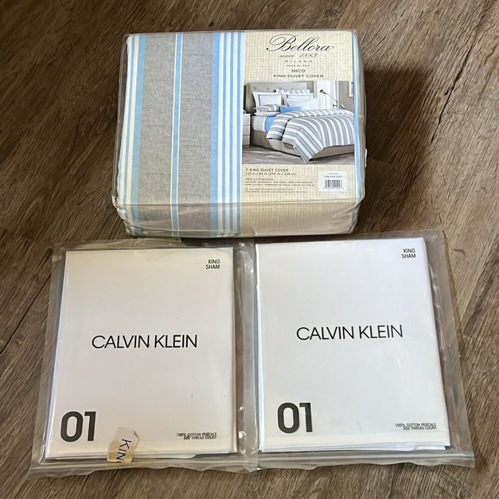 Mix King Set 3pcs : Calvin Klein 2 King Sham +King Duvet BELLORA MILANO NICO N-2